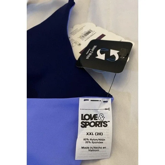 Love & Sports Navy Blue Reversible Adjustable Halter Sports Bra - New - Picture 9 of 12